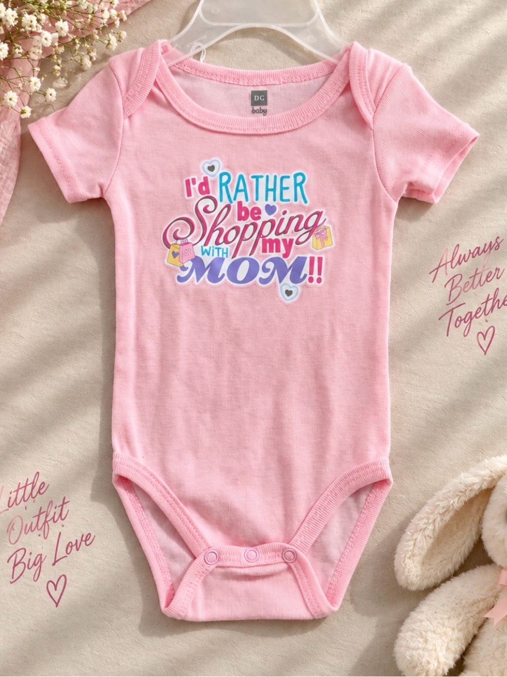 Pink 'Rather Be Shopping with My Mom' Short-Sleeve Baby Bodysuit